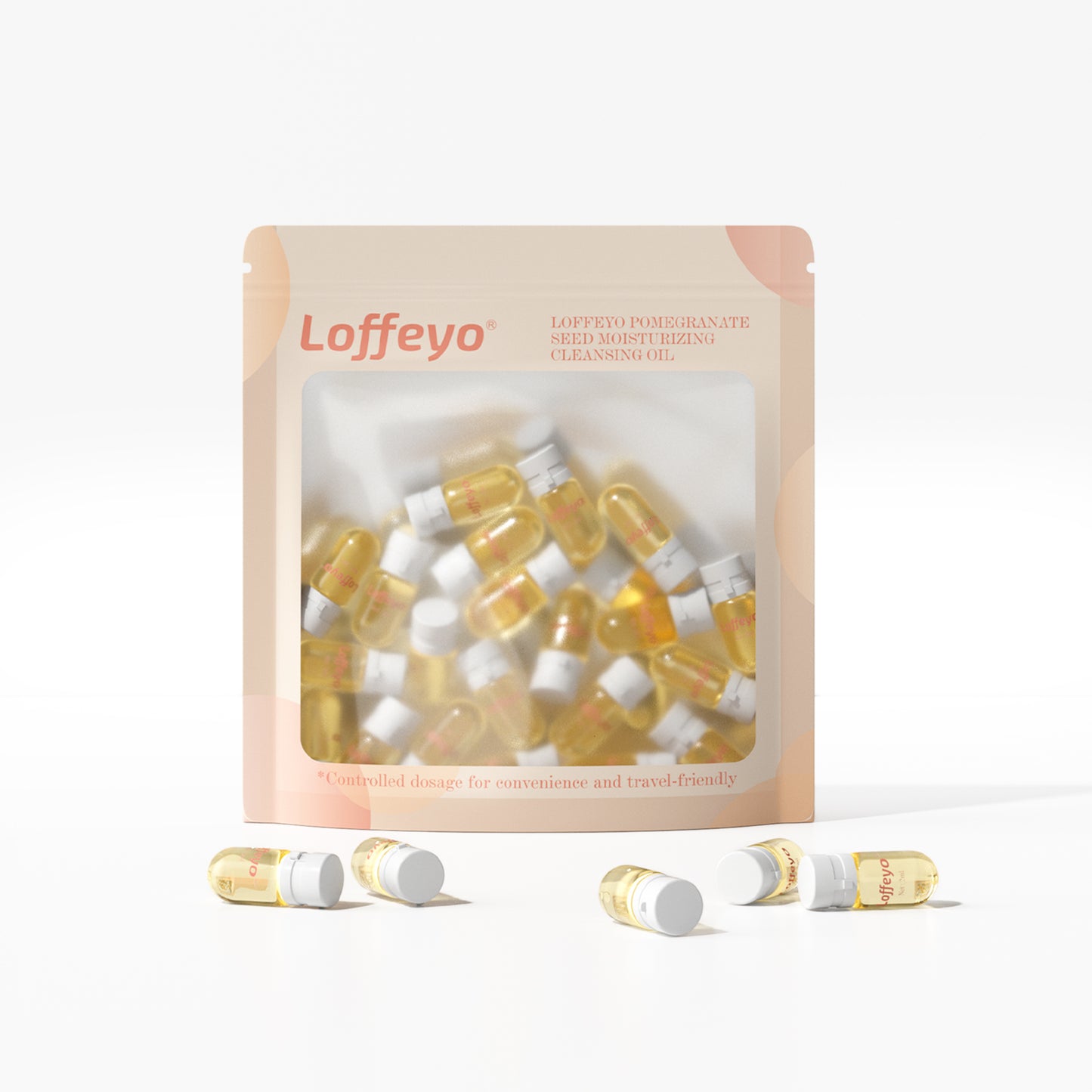 Loffeyo Pomegranate Seed Moisturizing Cleansing Oil Makeup Remover, 20 Individually Mini Size Packaged Units, Travel Essential & Controlled Dosage