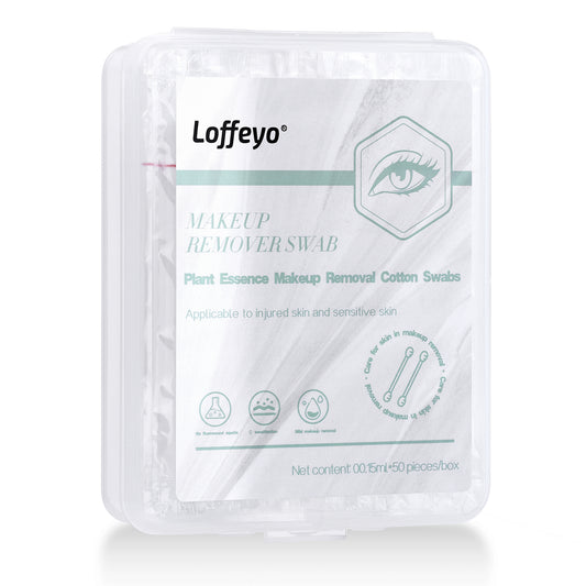 Loffeyo Makeup Remover Cotton Swabs, Eye & Lip Sticks remover With White Lily, Liquid-Filled Makeup Remover Swabs, 1-Pack x 50 Count, Space Saving and Travel Essentials