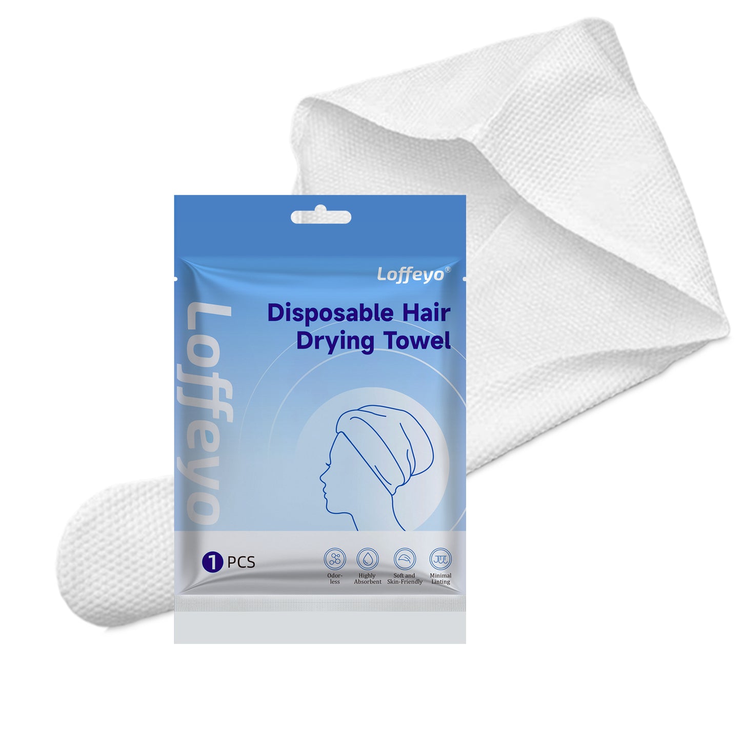Loffeyo Hair Drying Cap, Ideal for Travel, No More Wet Caps in Luggage, Use Once & Discard, Short-Term Reusable, Absorbent Spunlace Non-Woven, Odorless Soft Skin-Friendly