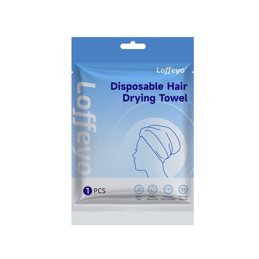 Loffeyo Hair Drying Cap, Ideal for Travel, No More Wet Caps in Luggage, Use Once & Discard, Short-Term Reusable, Absorbent Spunlace Non-Woven, Odorless Soft Skin-Friendly