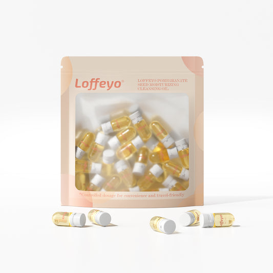 Loffeyo Pomegranate Seed Moisturizing Cleansing Oil Makeup Remover, 20 Individually Mini Size Packaged Units, Travel Essential & Controlled Dosage