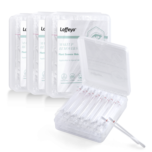 Loffeyo Makeup Remover Cotton Swabs, 4-Pack x 50 Count, Eye & Lip Sticks remover With White Lily, Liquid-Filled Makeup Remover Swabs, Space Saving and Travel Essentials