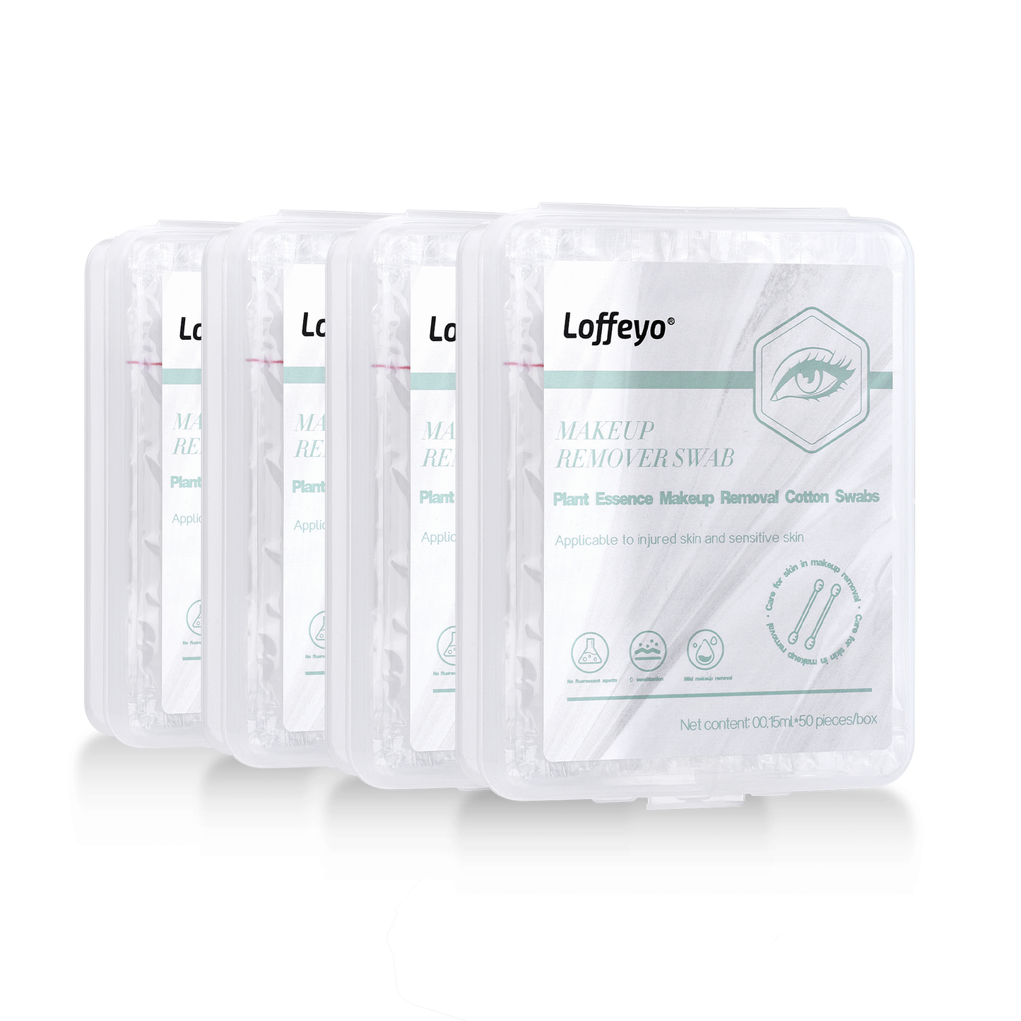 Loffeyo Makeup Remover Cotton Swabs, 4-Pack x 50 Count, Eye & Lip Sticks remover With White Lily, Liquid-Filled Makeup Remover Swabs, Space Saving and Travel Essentials