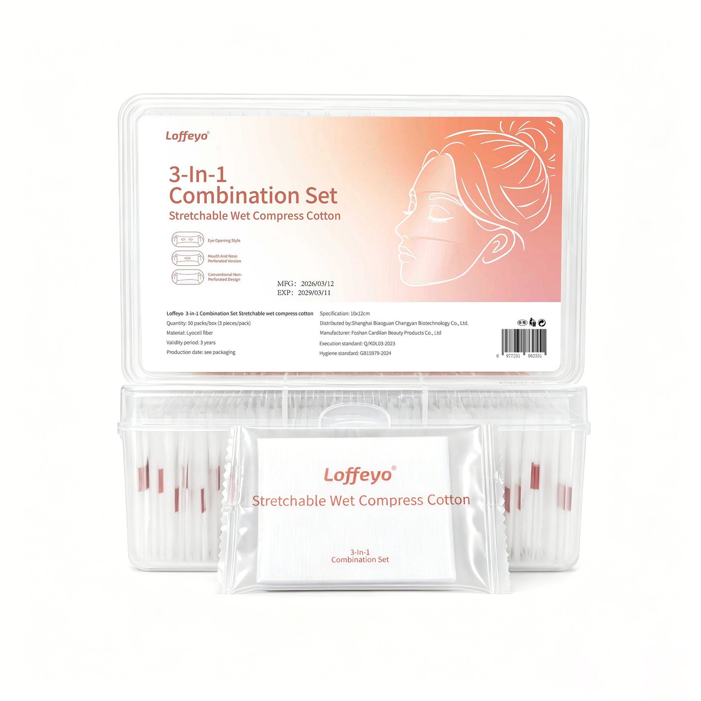 150-Count Facial Cotton Pads, 50 Individually Wrapped Packs (3 Pads Each), 100% Lyocell Lint-Free Toner Pads for DIY Sheet Masks, Essence & Skincare, Soft, Absorbent, Hygienic